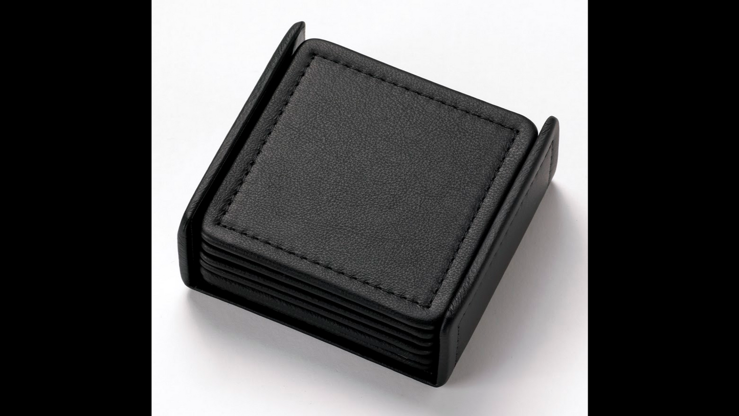 Luxury Leather Coaster Set | Turned Edge | 6 Coasters