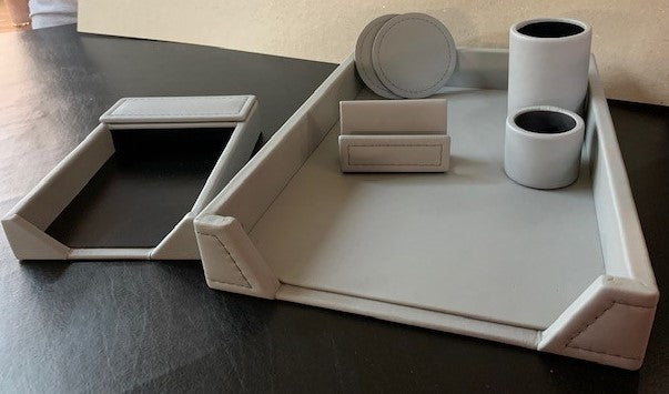 8pc Leather Executive Desk Set & Organizer