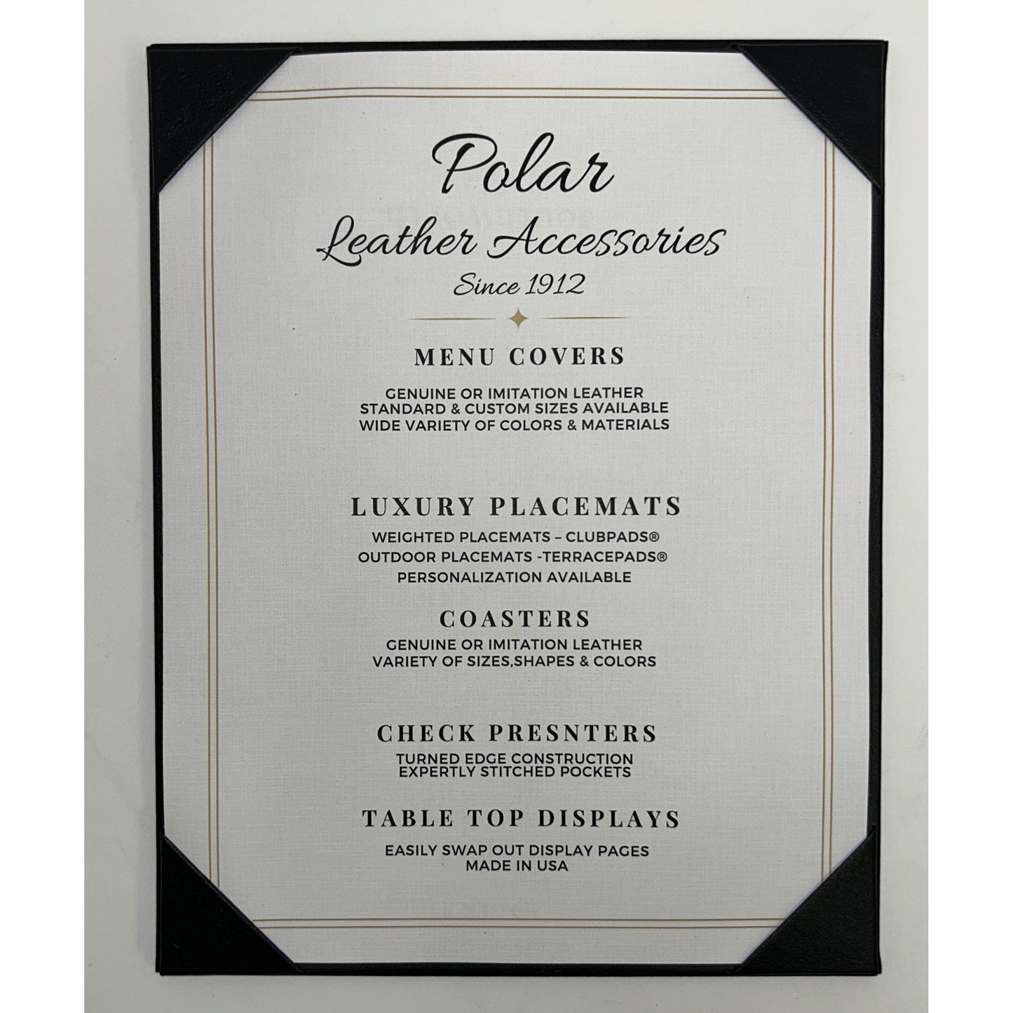 Single Panel 1-View Menu Cover & Holder | 10 Pack