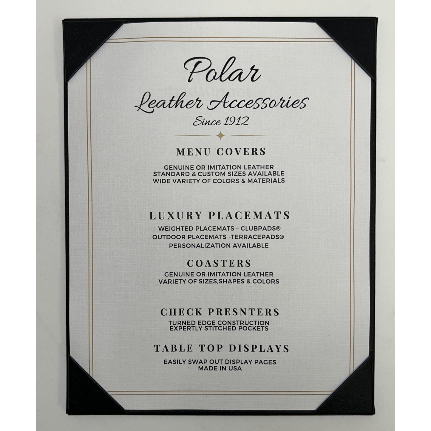 Single Panel 2-View Menu Cover & Holder | 10 Pack