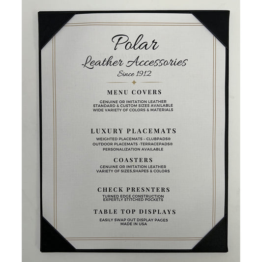 Single Panel 2-View Menu Cover & Holder | 10 Pack