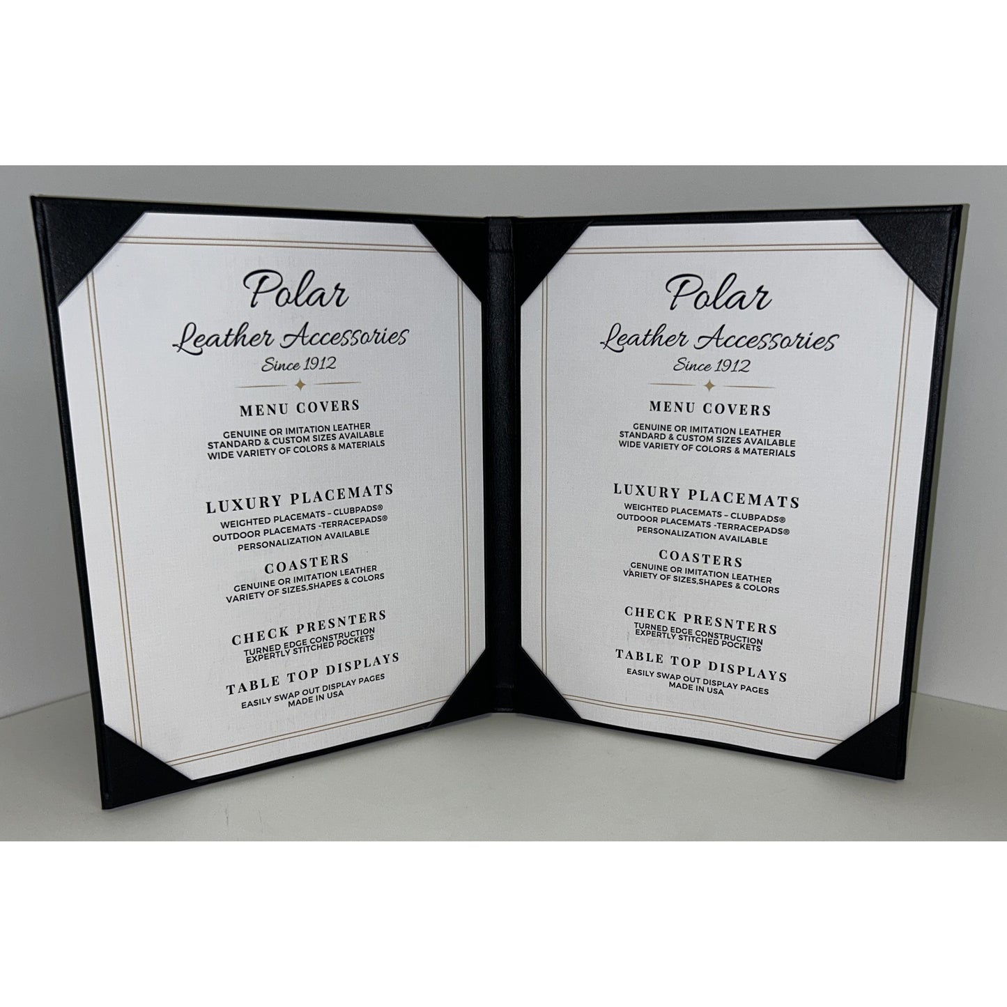 Two Panel 2-View Casebound Menu Cover & Holder | 10 Pack