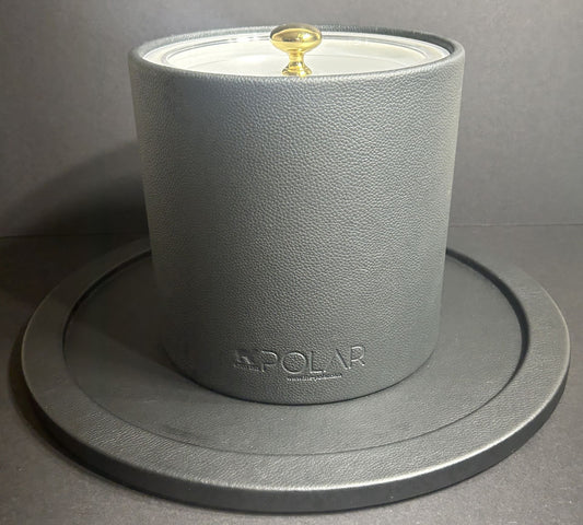 Polar Black Leather Ice Bucket with Logo