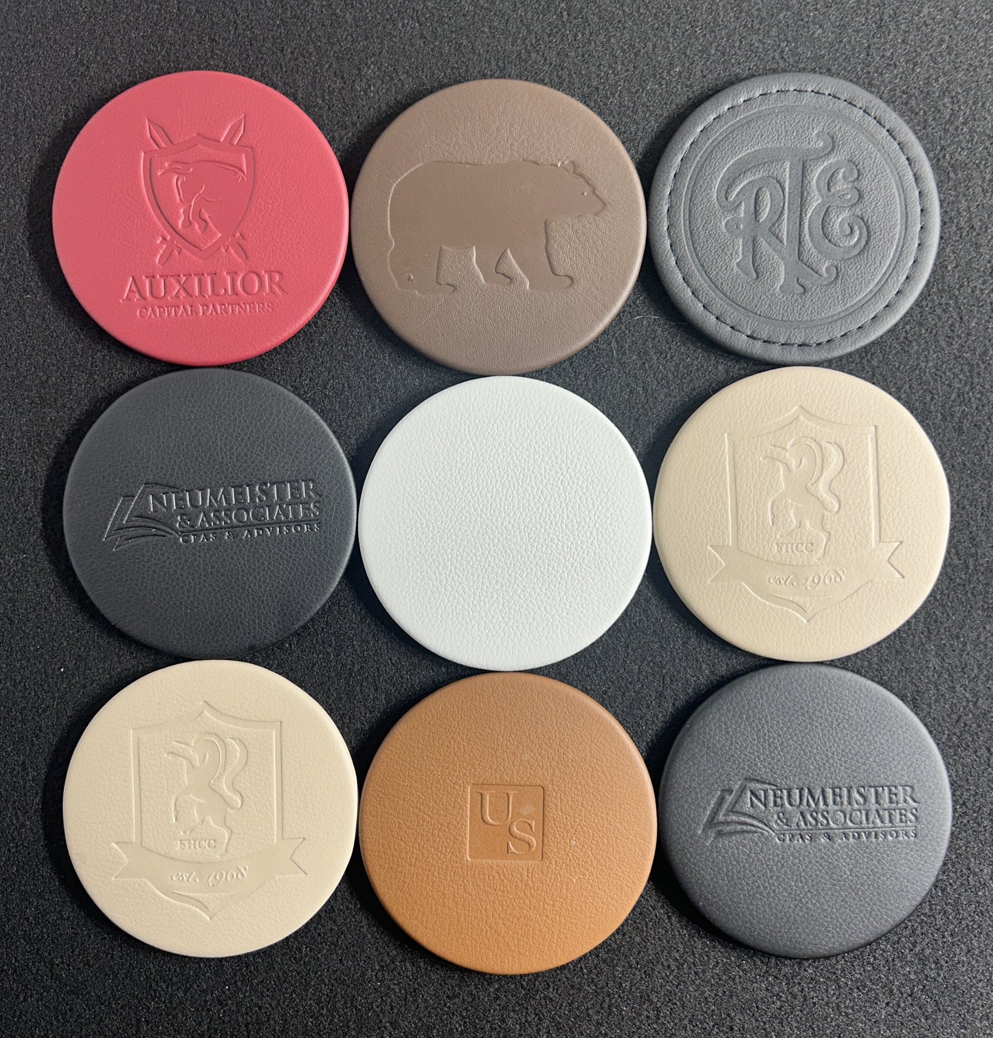 Premium Turned Edge Coasters | Polar Leather | 10 Pack