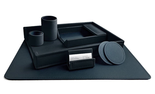 8pc Leather Executive Desk Set & Organizer